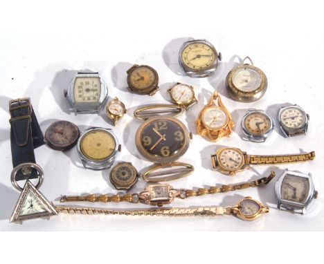 Mixed Lot: 16 gents and ladies wrist watches, small pocket watch and a Smiths pendant watch, to include Timex, all (a/f)