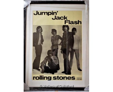 Rolling Stones - Decca records promotional poster for the UK single release of Jumpin Jack flash, in mount and framed and gla