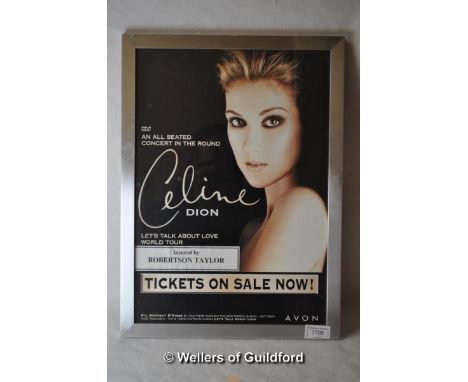 Celine Dion -  "Let's Talk about Love" Framed art work for the world tour, insured by Robertson Taylor in glazed and framed,