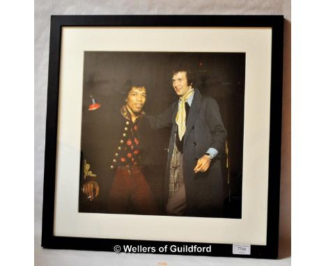 Jimi Hendrix with Eric Clapton,  meeting each other at the Speakeasy club, Margaret st London 1967,  Framed and mounted 14 x 