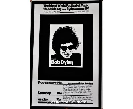 Bob Dylan -Bob Dylan at the Isle of Wight Festival,  a modern silk screen print of this poster from 1969, 30 x 20"