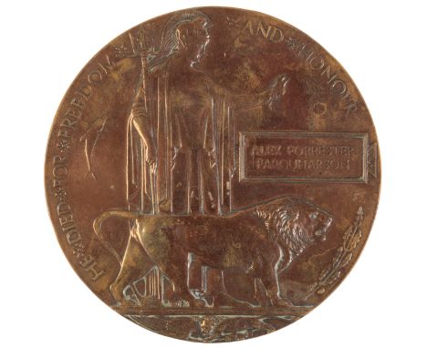 A MEMORIAL PLAQUE TO ALEX FORRESTER FARQUHARSON Alexander was a Private (73587) in the Royal Army Medical Corps; he died of w