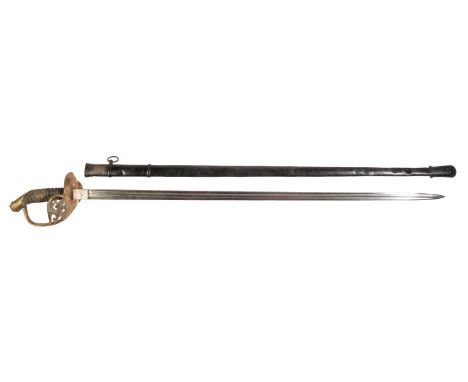 AN IMPERIAL PRUSSIAN 1889 PATTERN INFANTRY OFFICER'S SWORD the plain straight fullered blade with crossform guard and Prussia