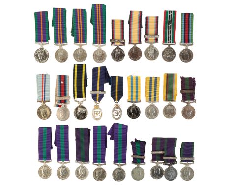 A COLLECTION OF MINIATURE SERVICE MEDALS General Service Medal, George VI, 1949-1952 issue, with 'S.E. Asia 1945-6' clasp to 