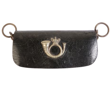 A LATE 19TH CENTURY LIGHT INFANTRY LEATHER AMMUNITION POUCH 16cm long