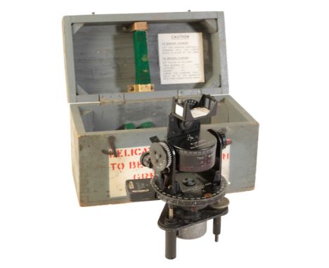 AN RAF ASTRO COMPASS MKII 6A/1174, in the original military painted carrying box, stamped to the inside of the cover "Examine