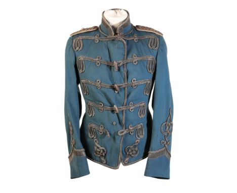 A 19TH CENTURY IMPERIAL GERMAN/PRUSSIAN ARMY OFFICER'S JACKET with epaulettes and blue silk lining.