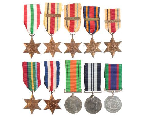 A COLLECTION OF WW2 MEDALS Africa Star, North Africa 1942 -43 Bar; Africa Star, 1st Army Bar; Africa Star, 8th Army Bar; Paci
