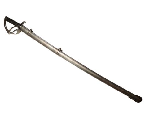 AN 1853 PATTERN BRITISH CAVALRY TROOPER'S SWORD with leather grip, in the original metal scabbard, the scabbard engraved "MYC