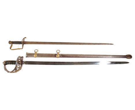 AN 1895 PATTERN INFANTRY OFFICER'S SWORD by Hawkes &amp; Co. with steel and brass reeded pommel, in the original metal and br