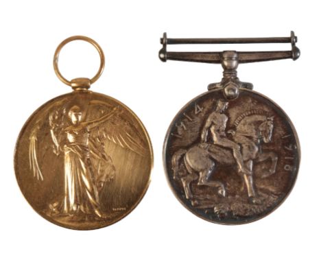 GREAT WAR PAIR TO PTE BRISCOE ARMY ORDNANCE CORPS correctly impressed 028105 Pte P W Briscoe AOC; condition EF+ Percy W Brisc