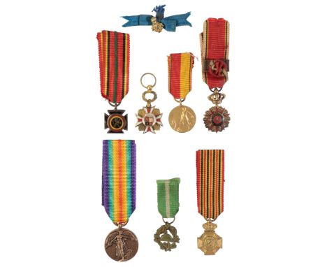 BELGIUM. MINIATURE GREAT WAR AND OTHER AWARDS Belgium. Cross of the Military Veterans of Leopold II (Croix des Veterans Milit