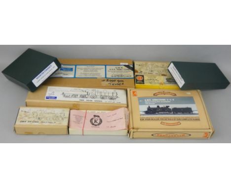 Nine boxed locomotive kits including Milestones of Transport 'OO' gauge GWR Armstrong 4-4-0 Motorising Kit, together with Mal
