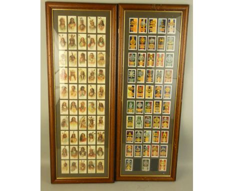 A framed cigarette card collection of American Indian Chiefs, issued by Allen and Ginter, together with another depicting Arm