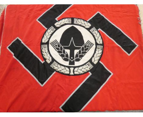A Reichsarbeitsdienst (German Reich Labour Service) parade standard, 130 x 120cm. As captured by 1133058 Gunner Haydon R. of 
