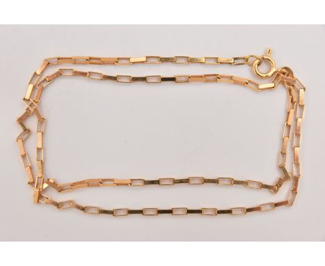 A 9CT GOLD CHAIN NECKLACE, a yellow gold cable chain, fitted with a spring clasp, approximate length 410mm, hallmarked 9ct Sh