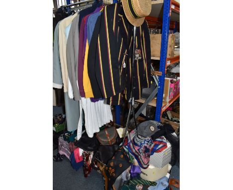 FOUR BOXES AND LOOSE VINTAGE CLOTHING, to include silk scarves, a Boy Scout's tie, shirt and cap, three vintage Tyrolean Moun