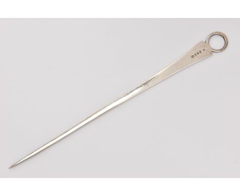 A GEORGE III SILVER MEAT SKEWER, tapering form with circular handle, engraved monogram, hallmarked 'George Wintle' London 179