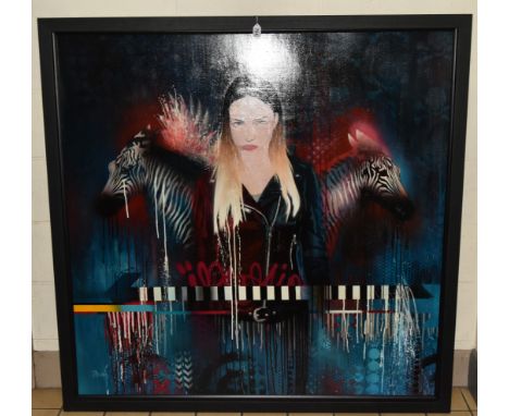 TROIKA (Eva Rucki, Conny Freyer and Sebastian Noel) 'SHOULD I STAY OR SHOULD I GO', a graffiti style portrait of a female fig