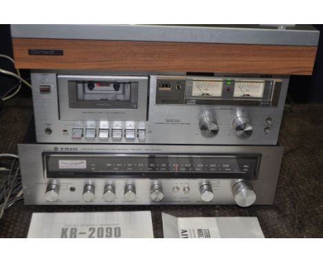 A VINTAGE COMPONENT HI FI comprising of a Garrard GT-20 turntable (new needle required), a Trio KR-2090 Stereo receiver and a