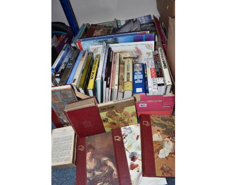 FIVE BOXES OF ASSORTED BOOKS AND MAPS to include two boxes of mostly UK Ordnance Survey maps comprising approximately eighty 
