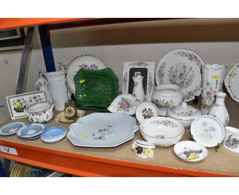 A COLLECTION OF CERAMIICS, comprising two figurines, Royal Doulton, Margaret, HN2397, Coalport ladies of fashion, pale blue d