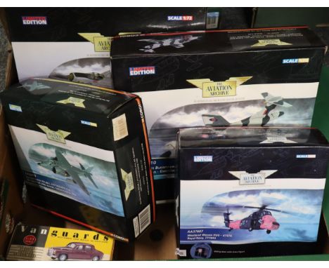 Collection of Corgi The Aviation Archives scale 1:72 airplanes to include: Bae Sea Harrier, Blackburn Buccaneer, BAC Lighteni