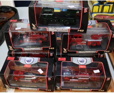 Set of seven Signature Series 1:43 scale diecast models of Fire Engines in original boxes. (7)  (B.P. 21% + VAT) 