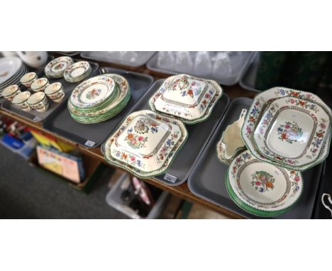Four trays of Copeland Spode 'Chinese Rose' design tea and dinner ware items. (4) (B.P. 21% + VAT) NO IN-HOUSE SHIPPING ON TH