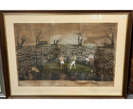 Gem Ward's picture of 'The Great Fight between Tom Sayers and J C Heenan', at Farnborough, April 17th 1860, For The Champions