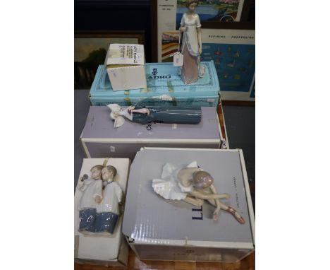 Collection of Lladro and Nao Spanish porcelain figurines to include: seated ballerina, nun etc. (4)  (B.P. 21% + VAT) NO IN-H