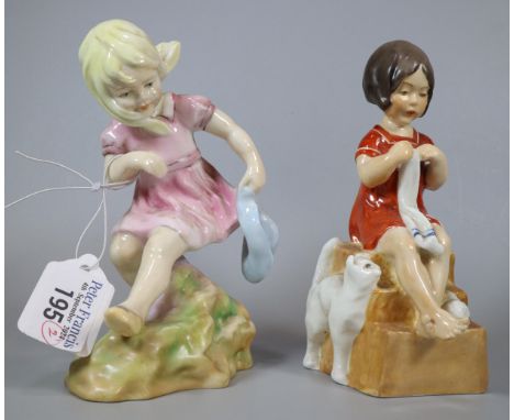 Two Royal Worcester porcelain figurines, 'March' and 'Saturday's Child works hard for a living'. (2) (B.P. 21% + VAT) NO IN-H