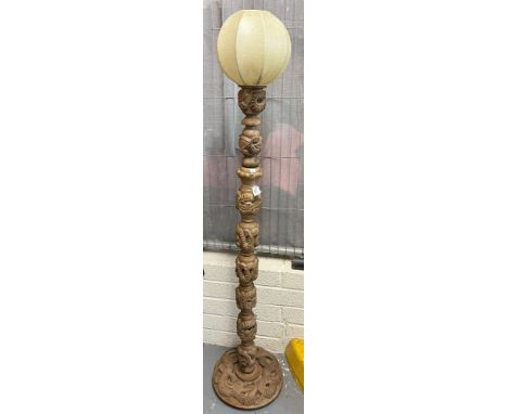 Unusual carved Thai/Burmese standard lamp, decorated with entwined dragons. (B.P. 21% + VAT) 