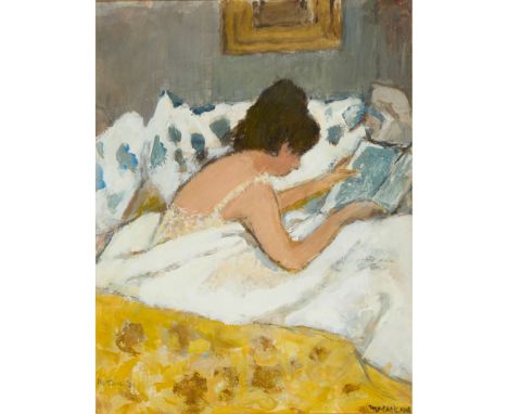  CHARLES JAMES MCCALL R.O.I (SCOTTISH 1907-1989) WOMAN READING - 1980 Signed and dated twice to lower left and lower right, m