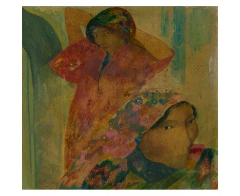  BRENDA LENAGHAN R.S.W. (SCOTTISH 1941-2020) UZBEK WOMAN - 1983 Signed and dated lower left, mixed media on paper 22cm x 23.5