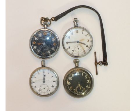 Jaeger-LeCoultre, a British military keyless pocket watch, the black dial af, marked to reverse G.S.T.P. F021199, 5cm diamete