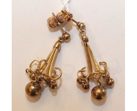 A pair of 9ct gold drop chandelier style earrings, length 32mm, 4.2g.