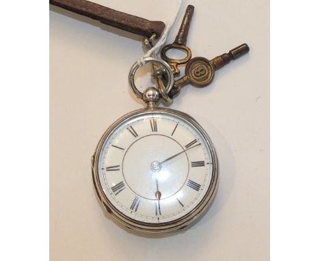 A Victorian silver-cased key-wind open-face pocket watch, the white enamel dial with Roman numerals, the movement signed "Mar