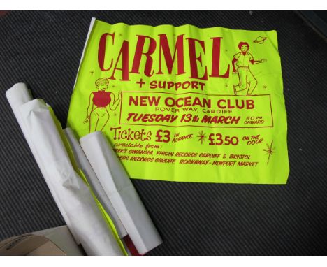 Posters - 'Carmel' seven examples, including one signed (unverified) and Frank Zappa 1990 print:- One Box.