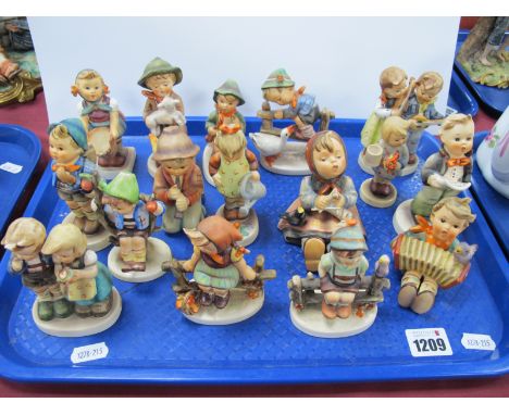 Hummel West German Figures, including boys and girls with viola, lute and other instruments, on swings, etc (16).