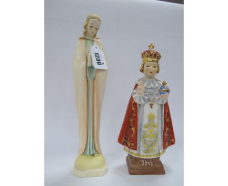 Hummel Figure 'Madonna' (without halo), in green and peach gowns on domed square base, 29cm high, impressed 45/1 to underside