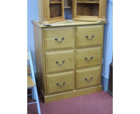 Andrew Jordan, Cumbria, light oak filing chest of drawers, top with a moulded edge, six drawers on a plinth base, (bearing la