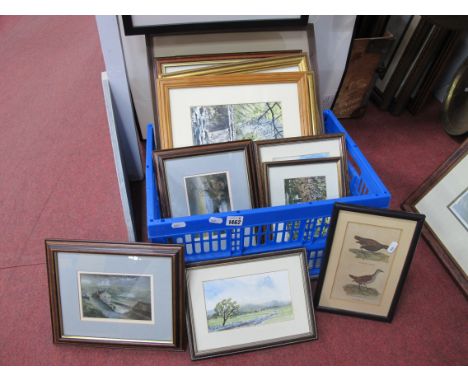 Lithograph of Country Birds, watercolours, prints, etc:- One Box