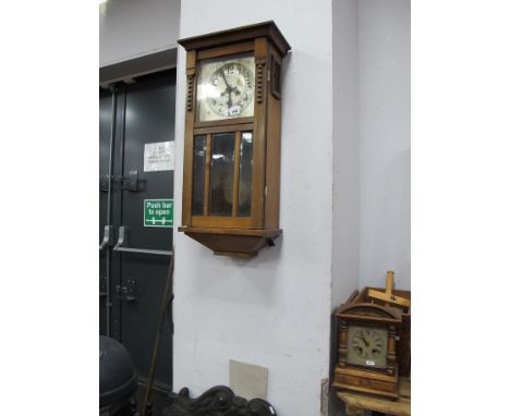Early XX Century Mahogany Wall Clock, Arabic numeral dial, with a mantle desk clock Roman numeral dial. (2).