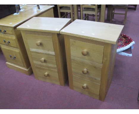 A Pair of Light Oak Bedside Chests, each with three small drawers (2).