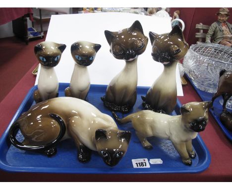Vintage Italian Style Pottery Siamese Cats:- One Tray