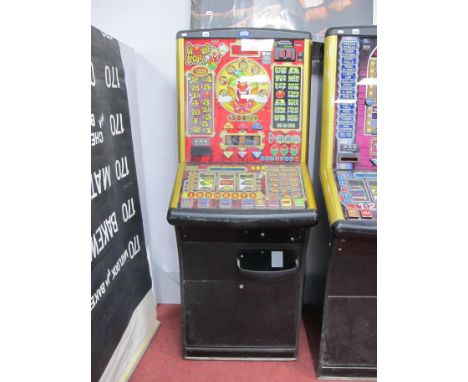 Slot Machine, 'Clown Around' by Bell Fruit Games, 30p a play, on rollers, no key of cable, 70cm wide, 179cm high.