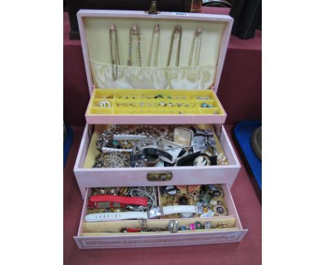 Costume Jewellery, earrings, watches, brooches, etc, jewellery box:- One Tray.