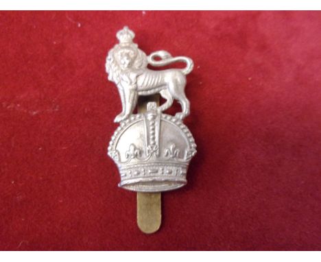 The Royal First Devonshire Yeomanry Other Ranks Cap Badge (White-metal), slider, this type has a non-voided crown and is an e