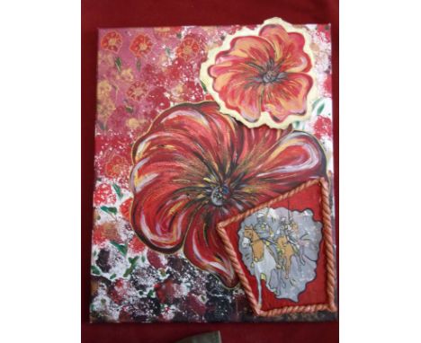 Commemorative Poppy Painting collage made for the centenary of the First World War. An attractive piece. 
